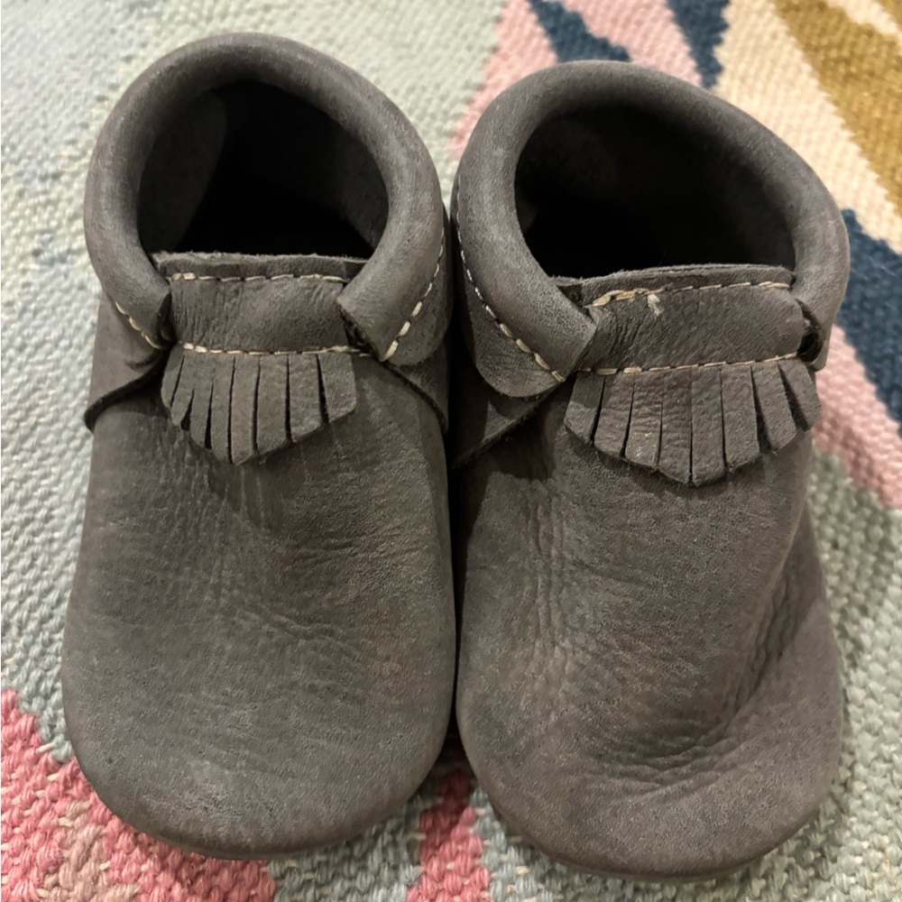 Freshly Picked Blue Spruce Hard Sole Moccasins, 6